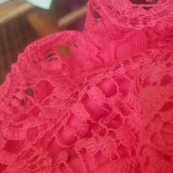 NWT Kensie Dress Coral Halter Crochet Lace - Picture 6 of 7